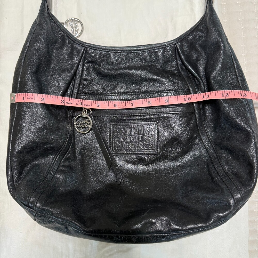 Coach Poppy Black Shoulder Bag M1069‑16374 Mint Condition, Silver Hardware, Rare - Picture 11 of 15